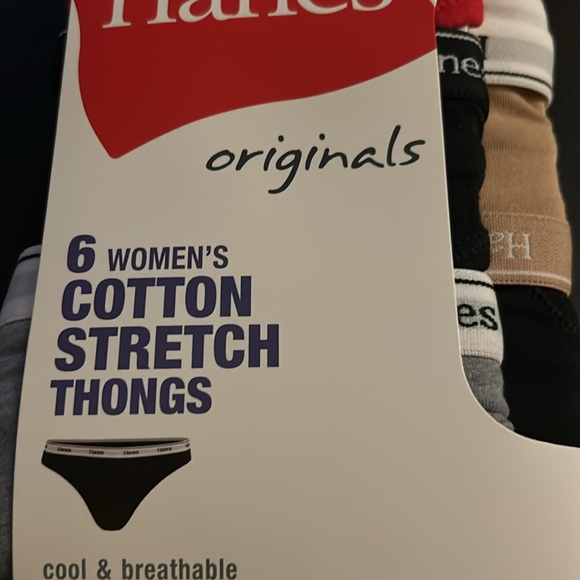 NWT! 6PK Hanes Originals Women's Thong Underwear, Breathable Stretch Cotton - Picture 5 of 7
